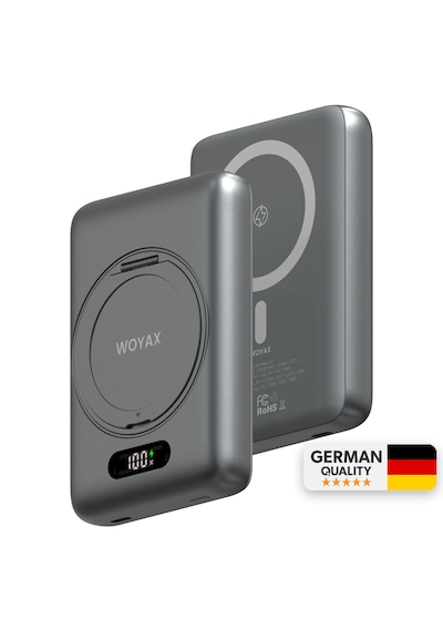 Woyax Magsafe Powerbank 360 Standlı Metal 10.000mah 20w Hızlı Taşınabilir Şarj Cihazı Stand Apple Uyumlu iPhone 11 12 13 14 15 16 Samsung-xiaomi  Siyah