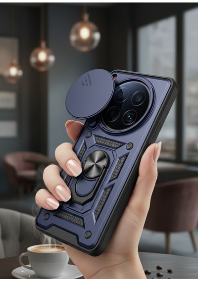Tecno Camon 40 Premier 5g Kılıf Magnetik Standlı Sürgülü Kamera Korumalı Tpu Tank Kapak