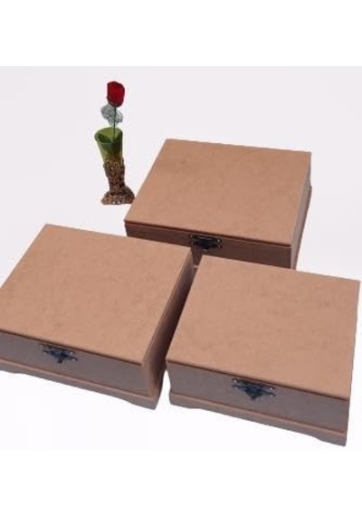 Hobi 90023 Dekoratif Model 3lü Makyaj Kutu Set Ahşap Ham Mdf El Yapımı