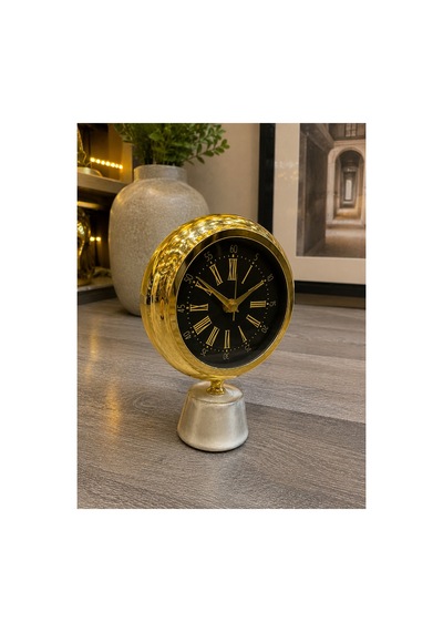 Sleep Nova Gold Roma Rakamlı Mermer Kaideli Dekoratif Masa Saati Altın