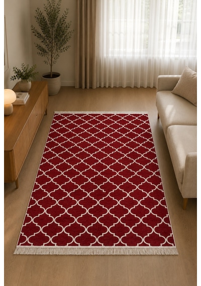Kilim Paspas Çok Amaçlı Halı Makinede Yıkanabilir Toz Yapmaz Kırmızı