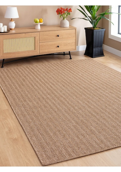 Srz-0503 Jüt Tabanlı Hasır Dokuma Örme Bohem Antialerjik Halı Kilim Balık Sırtı Gri