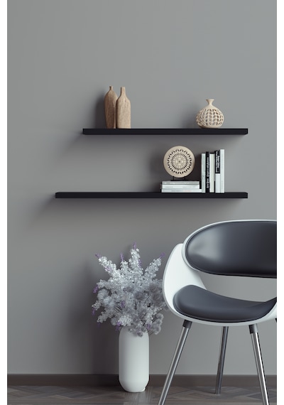 Yankı-BYEG 2li 50 cm 60 cm Mat Siyah Mdf Duvar Rafı Kitaplık