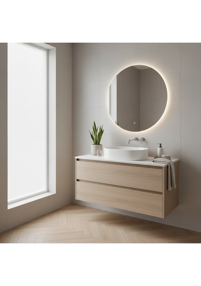 40x40 Cm Yuvarlak Dimmable Led Banyo Aynası 3000k Günışığı Sarı