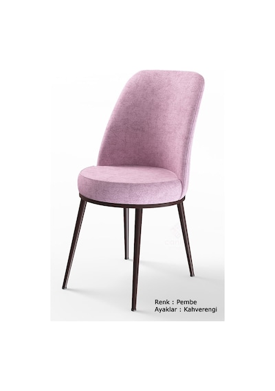 Canisa Concept Dexa Serisi Pembe Renk 6 Adet Sandalye, Renk Pembe, Ayaklar Kahverengi Pembe