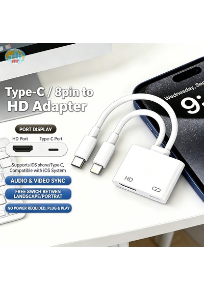 Cr48 2in1 Apple iPhone İle Uyumlu & Type-c'den Hdmı'a Dijital Av Adaptörü 4k Uhd & 1080p Ses Ve Görüntü Aktarıcı, Pd Şarj Girişli Tv, Monitör Ve Projektör Dönüştürücü Hub Ligting Bus To Type-c Cr48 2in1 Apple iPhone İle Uyumlu & Type-c'den Hdmı'a Dijital Av Adaptörü 4k Uhd & 1080p Ses Ve Görüntü Aktarıcı, Pd Şarj Girişli Tv, Monitör Ve Projektör Dönüştürücü Hub Ligting Bus To Type-c