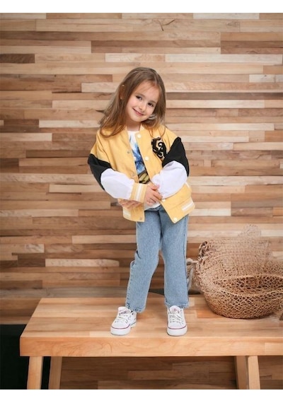 Escabel Unisex Çocuk Mevsimlik Astarlı Kolej Mont-12502-sarı Sarı