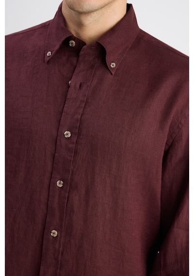 D'S Damat Ds Damat Comfort Bordo Düz Keten Gömlek 6hc02ap01304m Çok Renkli 2XL