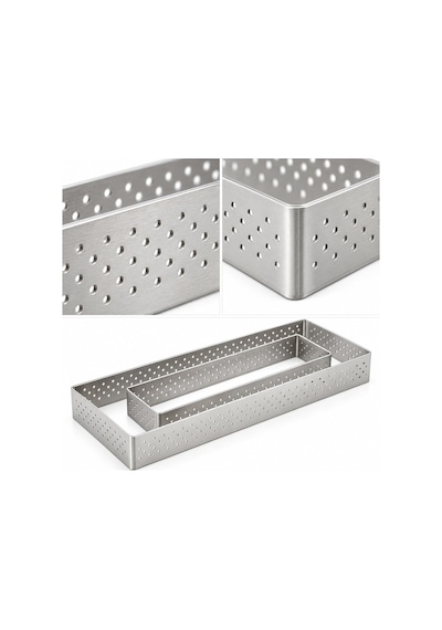 Fida Tart Çemberi Dikdörtgen Delikli Yükseklik 2 Cm Paslanmaz 8,5x15,5 Cm Inox