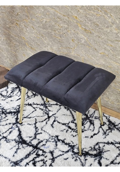 Zafir Gold Sivriltme Ayaklı 60 Cm Puf Bench - Puf - Bench - Oturak - Mutfak Oturağı - Antre Oturağı Füme