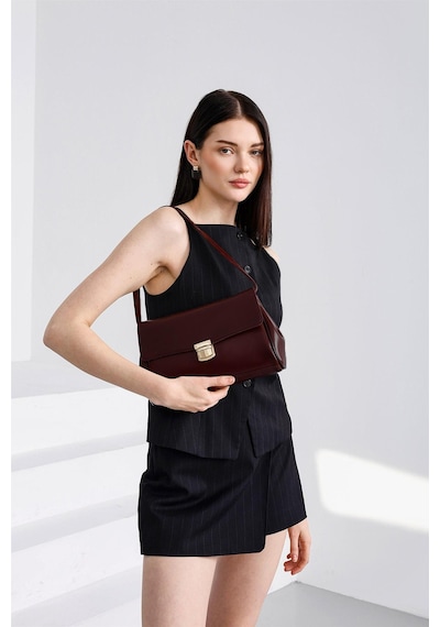 Lauren City Baget Çanta Bordo Bordo