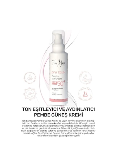 Pink Touch Spf 50 Ton Eşitleyici, Aydınlatıcı Pembe Yüz Güneş Kremi Pa Spf 50