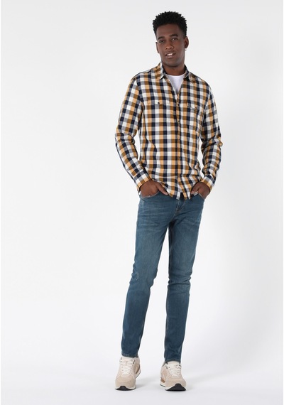 Colin's Colins Slim Fit Shirt Neck Erkek Sari Uzun Kol Gömlek Cl1057639 Q1.v1 Yls Safran