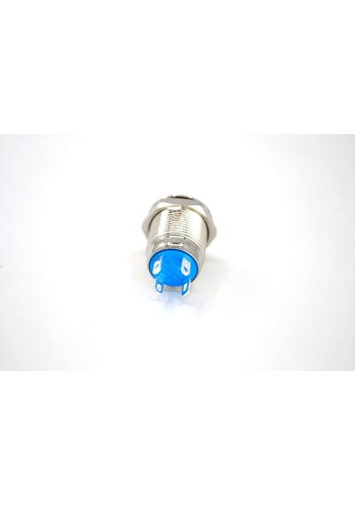 12V Mavi Işıklı Yuvarlak Metal 12 MM Yaylı Buton Anahtar