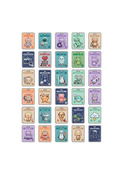 30 Adet Nostaljik Retro Oyuncak Sticker Seti - Laptop Telefon Defter İçin Çok Renkli