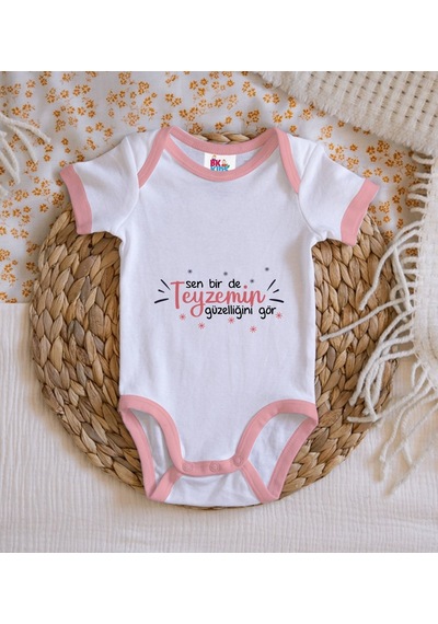 Bk Gift Bk Kids Sen Bir De Teyzemin Güzelliğini Gör Tasarımlı Pembe Bebek Body Zıbın-1 6 - 9 Ay Sarı