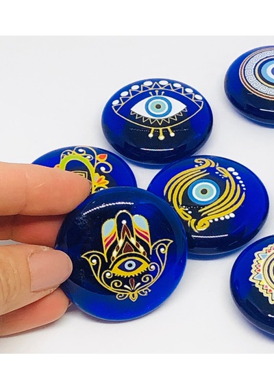 Fatmanın Eli Desenli Nazar Boncuklu Magnet, Dekoratif Obje