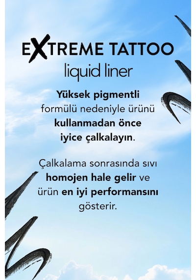 Extreme Tattoo Yüksek Pigmentli & Mat Bitişli Akmayan Likit Göz Kalemi 001 Black
