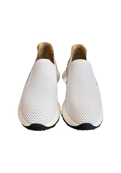 Beyaz Hakiki Deri Yanları Lastikli Comfort Taban Sneaker Beyaz