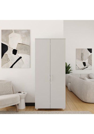 Kilitli Ve Bölmeli Çok Amaçlı Dolap, Ofis Ve Ev İçin Kilitlenebilir Ahşap Dolap, 190x80x40cm Gri Kilitli Ve Bölmeli Çok Amaçlı Dolap, Ofis Ve Ev İçin Kilitlenebilir Ahşap Dolap, 190x80x40cm Gri