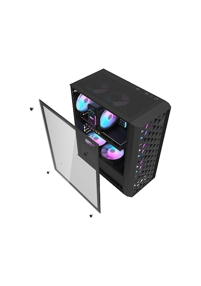 Aıgo Darkflash Dk351 Usb3.0 3x12cm Fan Temperlı Cam Sıyah E-atx Oyuncu Kasası