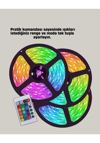 Mey İthalat Müziğe Duyarlı Renkli Smart Şerit Led Işık Usb Bağlantılı Ambiyans Aydınlatma Çok Renkli