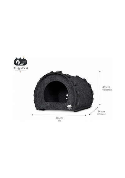 Keçe Kedi Evi Demonte, Yıkanabilir, Taşınabilir Kedi Kulübesi Şirin Gri