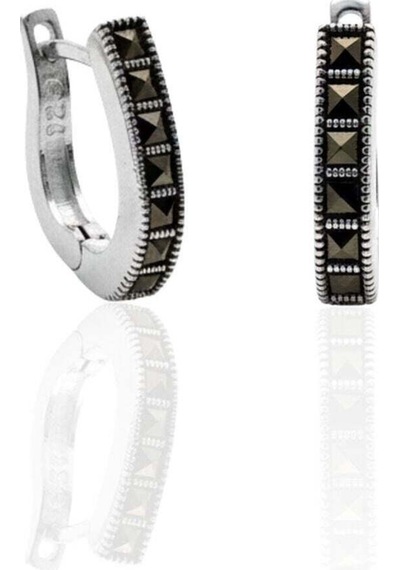 Oya Silver Markazit Taşlı Gümüş Kadın Halka Küpe 1.8x1.7cm Oyshk022