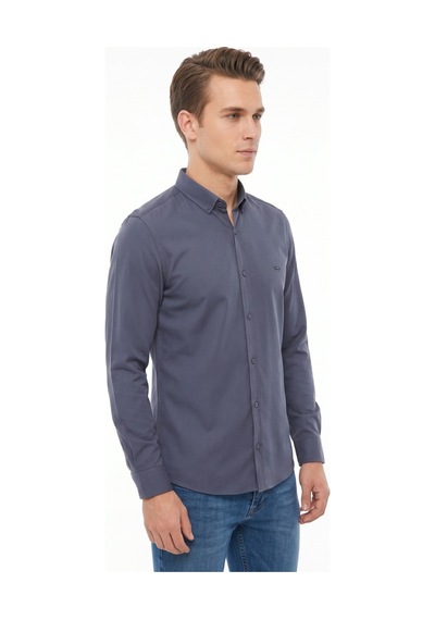 Artı Erkek Spor Slim Fit Uzun Kol Likralı Gömlek Bgl-st05465 Füme