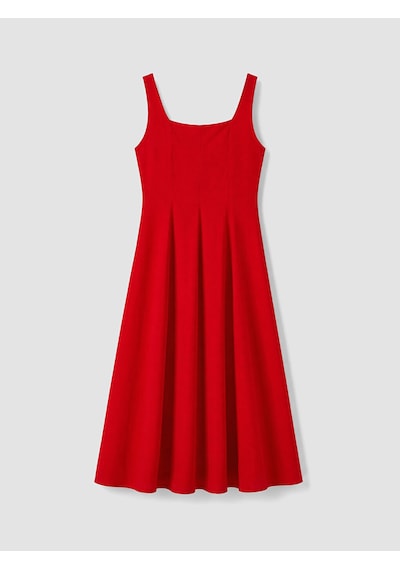 Lcw Comfort Kırmızı Kare Yaka Kloş Elbise