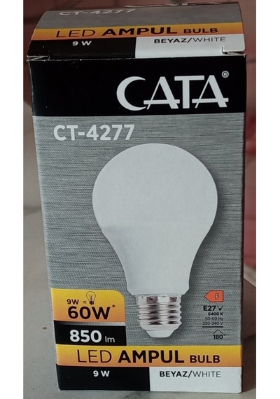 Ct-4277 Led Ampül 6400k 9w E27 Beyaz Işık 10 Adet 9w 60w 850 Lm