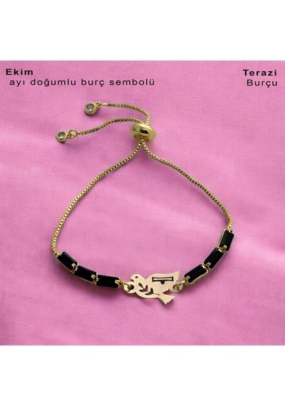 Ekim Ayı Doğumlarına Siyah Taş Desenli 14 Ayar Altın Plakalı Kuş Figürlü Hediye Bileklik-378ay Ekim Ekim Ayı Doğumlarına Siyah Taş Desenli 14 Ayar Altın Plakalı Kuş Figürlü Hediye Bileklik-378ay Ekim