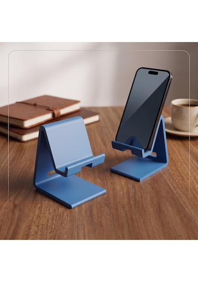 Şarj Kanallı Masaüstü Telefon Standı Mavi