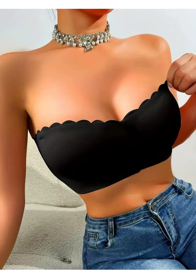 Ece's Design Açık Askısız Straplez Kırpılmış Seamless Dikişsiz Sütyen W1034 siyah