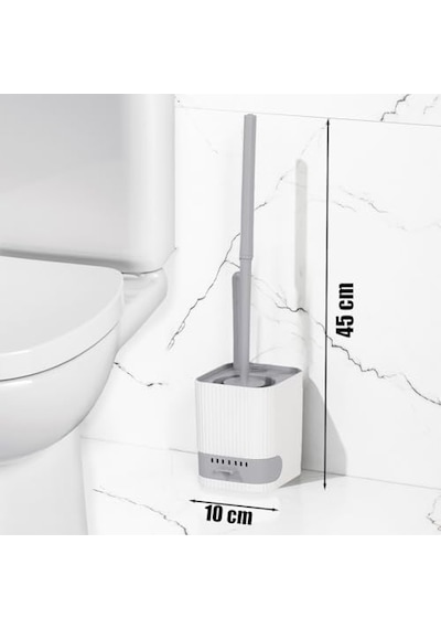 Porsima 2026 Pratik Temizlik Tuvalet Fırçalığı Banyo Tuvalet Fırçası Wc Fırçası - Gri Beyaz Açık Ahşap