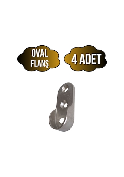 Oval Askı Borusu Flanşı Dolap Ve Mobilya Oval Boru Flanşı İç Ölçüleri En:15mm Boy:25mm 4 Adet Krom