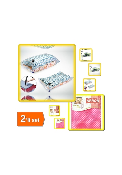 Vakumlu Hurç 98x68 Cm + Mutfak Önlüğü Akıllı - Düzenleme - Mutfak Koruma - 2 Li Set J1zb8r Belirtilmemiş