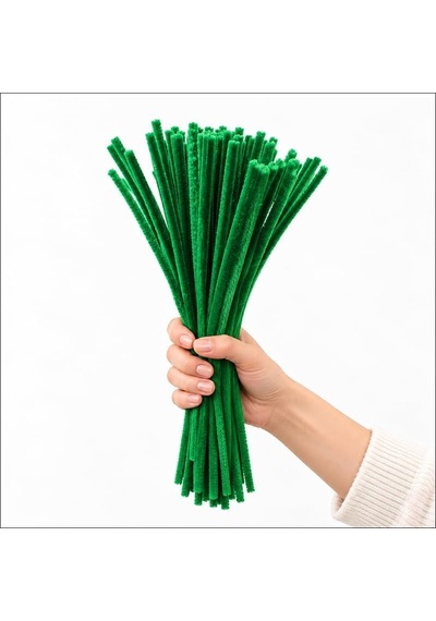 Şönil Çubuk 8 Mm Kalınlık 30 Cm Uzunluk, 100 Adet - Yeşil