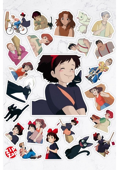 Kiki's Delivery Service Anime Telefon Laptop Bujo Yapışkanlı Folyo Sticker Paketi 23 Adet Çok Renkli
