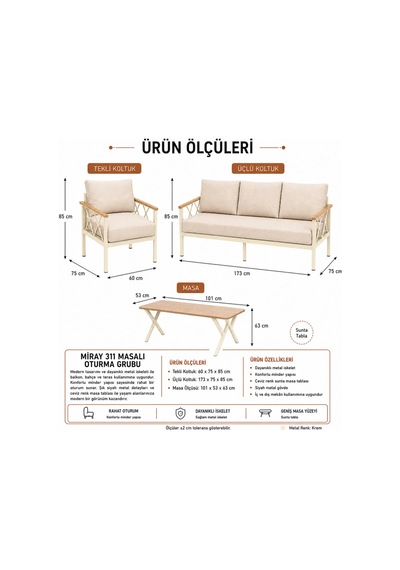 Miray Krem Metal 311 Masalı Antrasit Balkon Bahçe Oturma Grubu Minderli Metal Bahçe Mobilyası Takımı Miray Krem Metal 311 Masalı Antrasit Balkon Bahçe Oturma Grubu Minderli Metal Bahçe Mobilyası Takımı