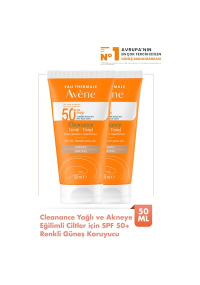 Cleanance Tinted Spf 50+ Yağlı Ve Akneye Eğilimli Ciltler İçin Renkli Güneş Kremi 50 Ml X2