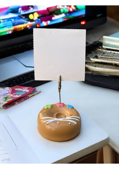 Renkli Çiçek Desenli Pasta Donut Model Temalı Fotoğraf Not Tutacak Ofis Masası Tutacağı Hediyelik Renkli