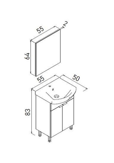 Orka Purus 55 Cm Parlak Beyaz Banyo Dolabı Alt Modül Lavabo Ayaklı Beyaz