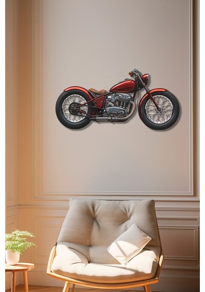 Kırmızı Motor Renkli Metal Tablo
