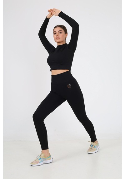 Sportonex So22F005 Seamless Kadın Crop Siyah