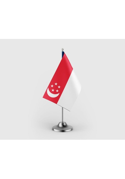Singapur Tekli Saten Masa Bayrağı Seti Diğer