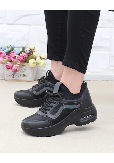 Nesil Shoes Flet 121 Siyah Air Taban Kadın Sneakers-siyah Siyah