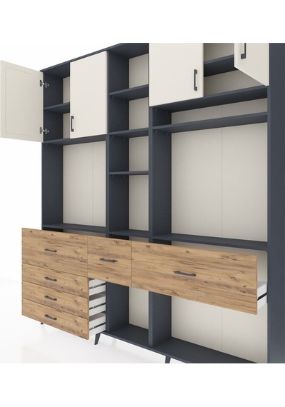 Arges Dolap 11 Raflı 6 Çekmeceli 4 Kapaklı 220x30x243 Antrasit-aytaşı/çam Aytası/atlas Çam Arges Dolap 11 Raflı 6 Çekmeceli 4 Kapaklı 220x30x243 Antrasit-aytaşı/çam Aytası/atlas Çam