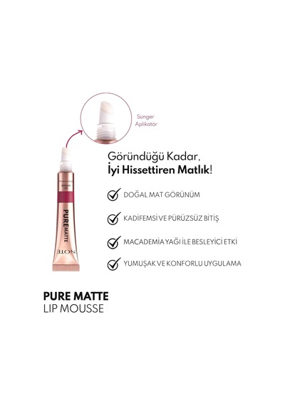 Pure Matte Lip Mousse 60 Wild Berry Kadifemsi Mat Likit Ruj - Bordo Çok Renkli