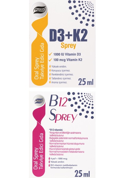 D3 K2 Sprey 25 ML + Vitamin B12 Sprey Çilek Aromalı 25 ML